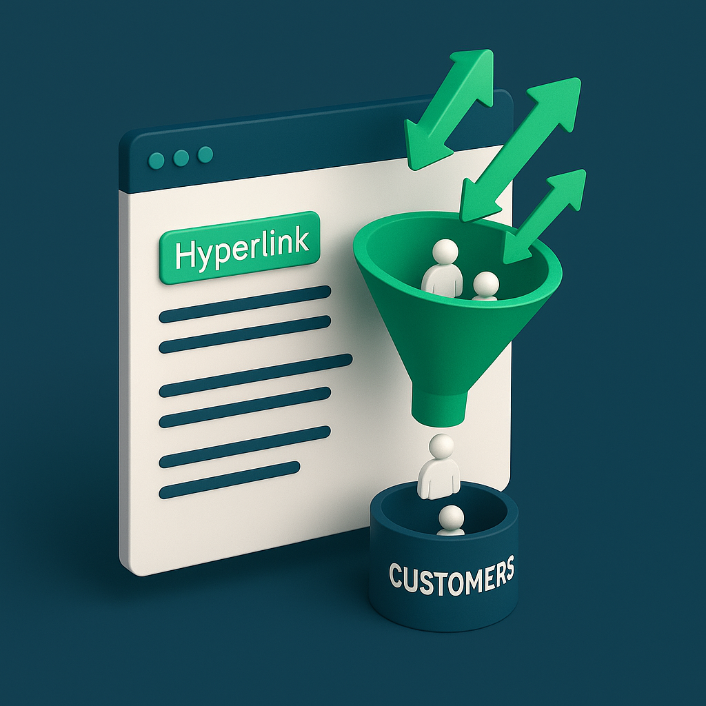 3D funnel with links driving customers for better conversions