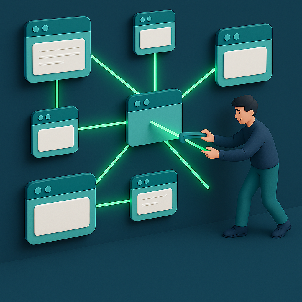 3D network of websites connected with contextual links