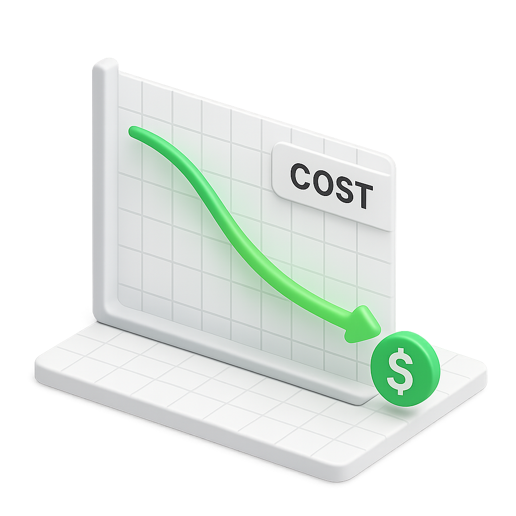 two separate 3D graphs with a modern isometric style, matching a professional website design.